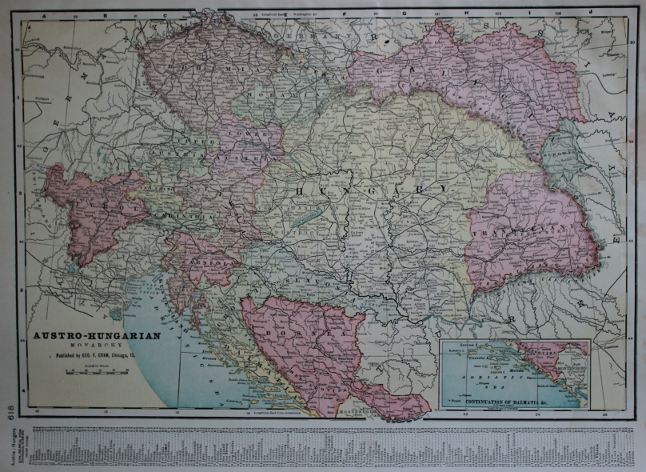 Cram's 1903 Railway Map of the Austro-Hungarian Empire.