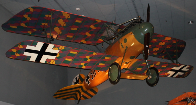 Albatros Scout from the Air and Space Museum, Washington, D.C., shot from below.