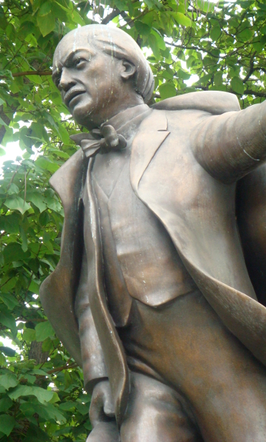Memorial statue to Prime Minister David Lloyd George in Parliament Square, London, United Kingdom.