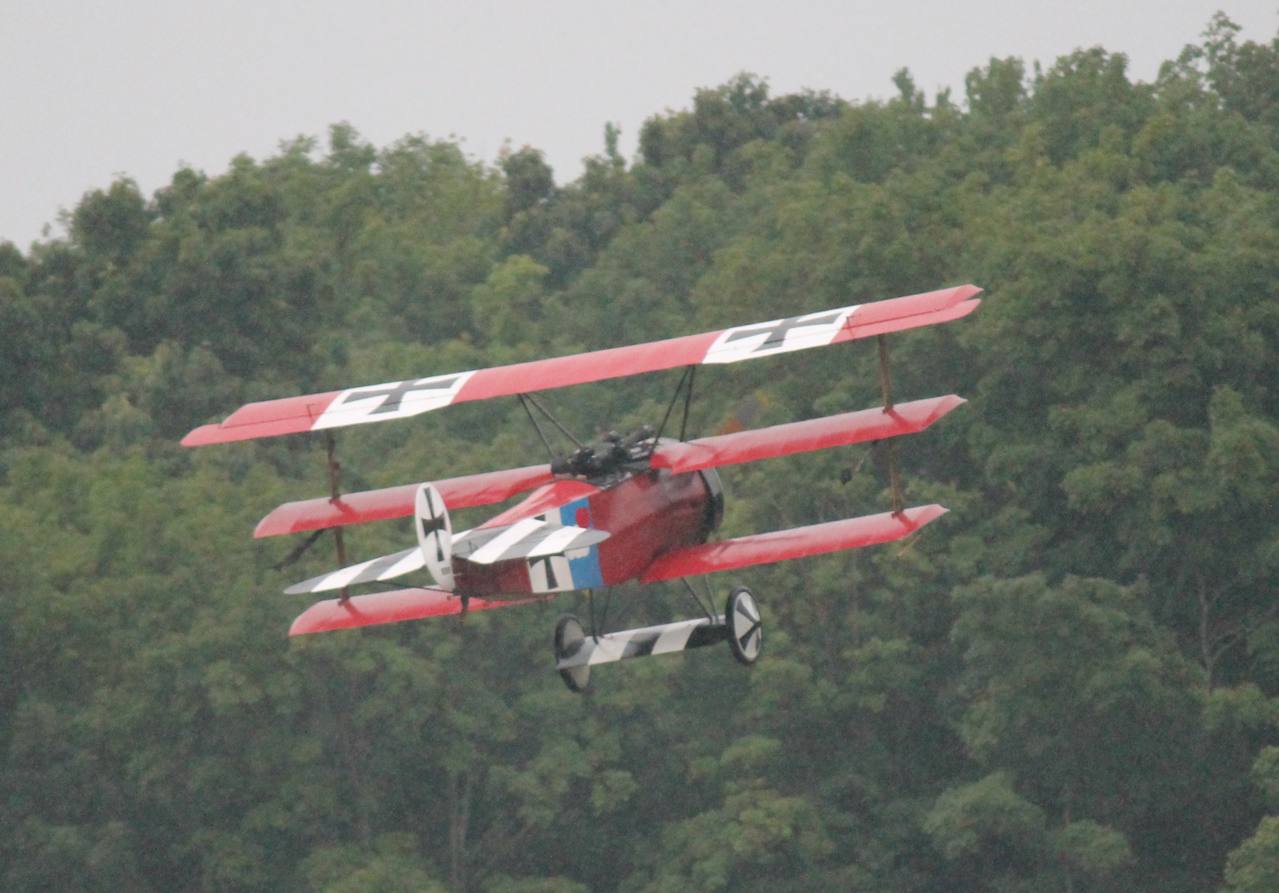 Fokker Dr.I just after takeoff at the Old Rhinebeck Aerodrome in Rhinebeck, New York. No Dr.Is survive. The Aerodrome